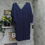 Lauren Ralph Lauren Beach Swim Cover-Up Tunic with Side Slits Dark Navy Blue 1X