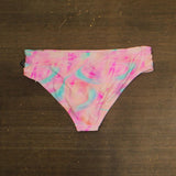 Salt + Cove Trendy Tie-Dye Bikini Bottom With Ruched Side Tabs Pink Multi 0X