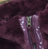 Joylab Fuzzy Faux Fur PU Trim Zip Jacket 94747913 Purple XL