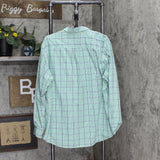 Chaps Mens Easy Care Long Sleeve Button Up Shirt Pocket Green Plaid XL