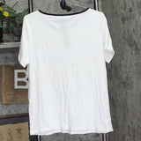 Karen Scott Short Sleeve Keyhole Boat Neck Shirt Top 100118546MS Bright White L