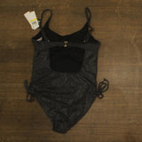 Salt + Cove Lurex Open-Back Scoop-Neck One-Piece Swimsuit Black Shimmer M