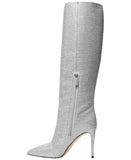 Michael Michael Kors Rue Stiletto Boots Rhinestone Evening Silver Gray 11M