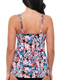 Swim Solutions Womens Floral Print Pleated Tankini Swim Top 806836 Pink Multi 12