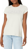 Calvin Klein Women's Plus Size Signature Logo T-Shirt W2THC824 Soft White 0X