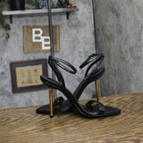 Nine West Reina Back Ankle Strap Open Toe Stiletto Heel Sandals Black 7M