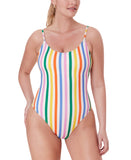 Andie Classic Stripe Eco Nylon One Piece Swimsuit Rainbow Stripe Multicolor S
