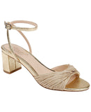 Jewel Badgley Mischka Womens Pretty Block Heel Dress Sandals Gold Textile 8M
