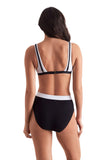 Mimi Flamingo Layered Solids Brooke High Waist Swim Bottom Black / White 12
