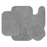 Garland Rug Nylon Washable Bath Mat Rug Set Platinum Gray 4 Piece Set