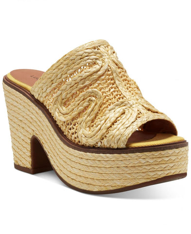 Lucky Brand Women's Yena Raffia Wedge Sandals Shoes LK-YENA Mimosa Yellow 9M