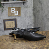 A New Day Samantha Slingback Heels with Memory Foam Insole Black / Gold 6M