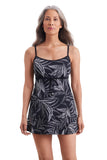 Shape Solver Womens One Piece Encounter Empire Leaf Swim Dress Black Multi 16