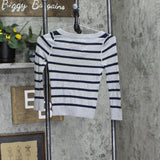Hollister Girls Youth Button Up Cardigan Sweater Blue / Gray Stripe M