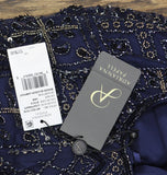 Adrianna Papell Size Beaded Sleeveless Wide Leg Jumpsuit Light Navy Blue 16W