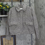 A New Day Womens Textured Houndstooth Jacket Snap Zip 94712054 Brown Multi M