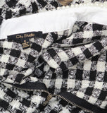 City Studio Womens Tweed Pearl Embellished Collar Cocktail Dress Black / White 0