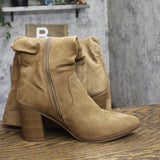 Universal Thread Ruched Faux Suede Boots with Block Heel and Zip Tan Brown 9.5M