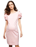 Pietro Brunelli Milano Ruffled Sleeve Ponte Maternity Dress 006-25905 Pink L