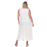 White Mark Womens Plus Size Scoop Neck Tiered Midi Dress PS315 White 1X