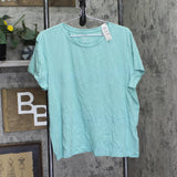 State of Day Womens Cotton Blend Short-Sleeve Sleep Tee Canton Blue Green XL
