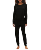 Gap Body Womens 2-Pc. Long-Sleeve Jogger Pajamas Set G1039XLLMA Black S