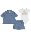 Levi's Baby Boys 2-Piece Denim Button-Up Shorts Set 61M350F Light Blue 18 Months