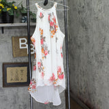 City Chic Hi-Low Sleeveless Pleated Tunic Top Ivory Floral Crush White 18W