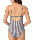Salt + Cove Juniors Cutout Plaid One-Piece Swimsuit Black / White Print XL