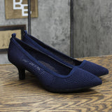 Anne Klein Womens Rebecca Pump Heeled Shoes REBE02F9 Navy Knit Blue 8.5M