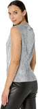 Calvin Klein Womens Sleeveless Pleated Metallic Top M2XHM865