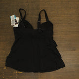 Swim Solutions Womens Black Swan Tiered-Ruffle Tankini Swim Top 806833 Black 8
