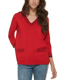 Karl Lagerfeld Paris Women's 3/4-Sleeve V-Neck Sweater L2ZSS764