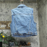 Levi's Womens Denim Cropped Button Up Vest Jean Trucker Compare Notes Blue M