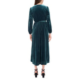 Msk Womens Long-Sleeve Stretch Velvet Dress 93017220X Emerald Green XL