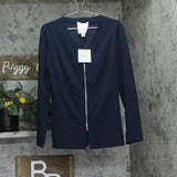 Calvin Klein Womens Stretch Crepe Zip Front Jacket 44C442G Dark Sapphire Blue M