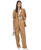 DKNY Single-Button Notch-Lapel Blazer with Front Pockets Whiskey Brown 8