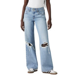 Levi's Womens Superlow Jeans 2-Button Zip Fly Distressed Table Talk Blue 29x32