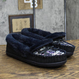 Charter Club Damask Dorenda Suede Cozy Moccasin Slippers Navy Boucle Blue 8M