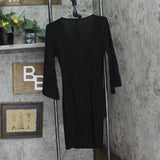 Ny Collection Womens Petite Sheer-Sleeve Wrap Dress PITD7701 Black PL