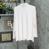 Lands End Womens Long Sleeve Wide Rib Button Front Polo Shirt Pale Petal Pink 2X
