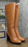 Kenneth Cole Lug Sole Tall Knee High Heeled Boots with Zip Cognac Brown 7.5M