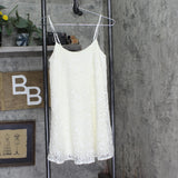 Emerald Sundae Juniors Lace Slip Spaghetti Strap Dress Ivory Off White XXS
