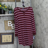 Gap Body Womens Henley Dorm Long-Sleeve Sleepshirt G1086XDLMA Red Striped M