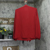 Kasper Womens Woven Tie-Front Ruffled Blouse 10880897 Fire Red XS