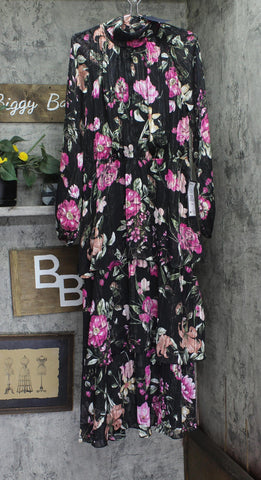 RACHEL by  Rachel Roy Mae Printed Tiered Maxi Dress Cascade Garden Black 12