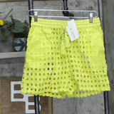 Dotti Womens Cotton Openwork Dot Cover Up Drawstring Shorts 85288 Citron Green S