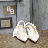 A New Day Womens Milan Slingback Pumps Lace 93708032 Cream Off White 7.5M