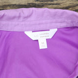 LC Lauren Conrad Women Woven Button Up Tie Front Lined Blouse Shirt Top Purple M
