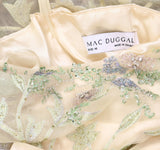 Mac Duggal Embellished Embroidered Flowy Dress Gown Cream Off White / Multi 10